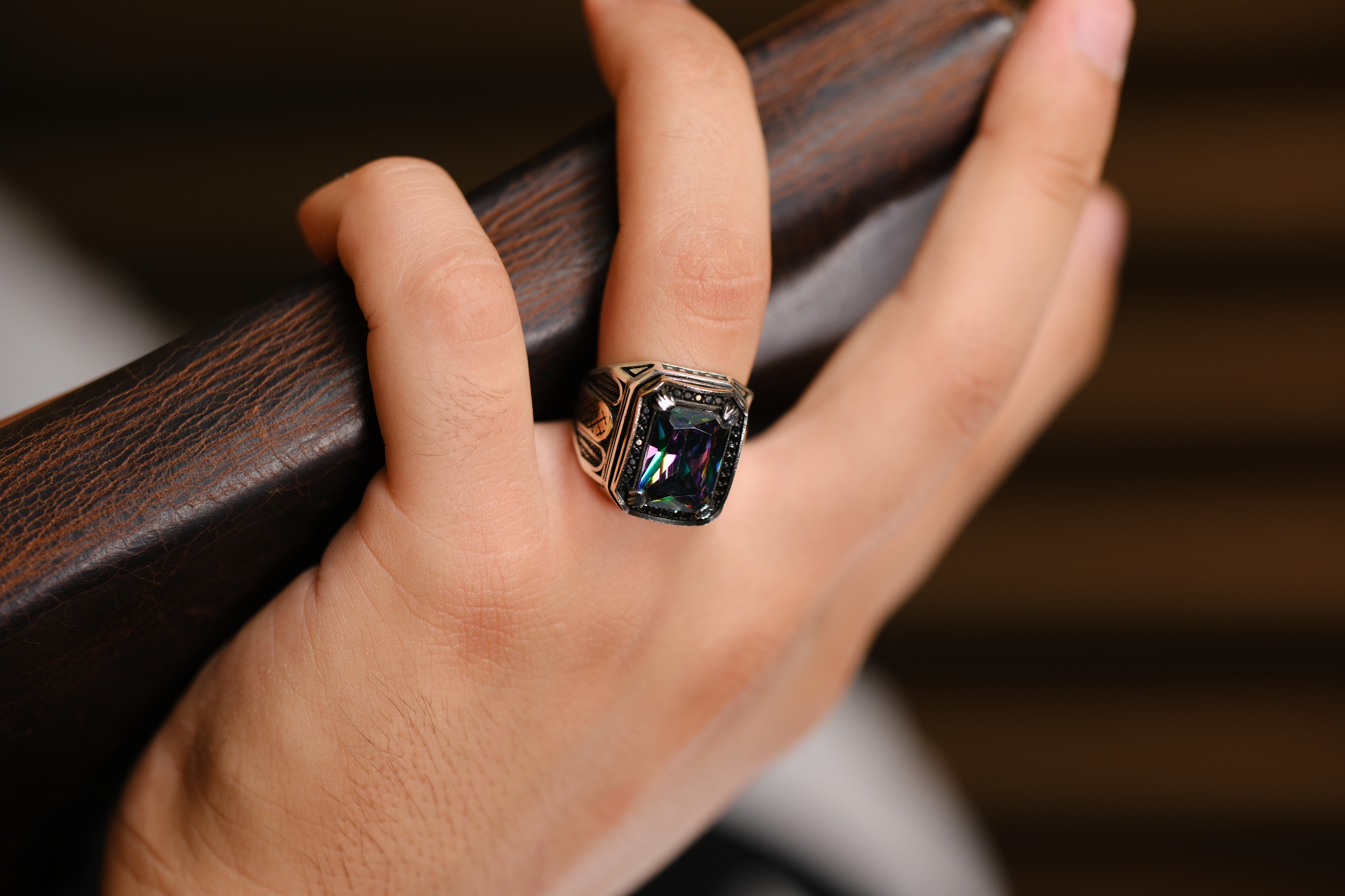 Helezon Renkli El İşçiliği 925 Ayar Gümüş Yüzük